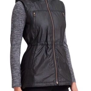 Athleta Black Alpine Air Hooded Vest - Large